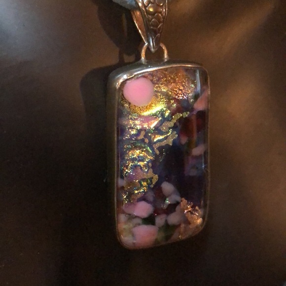 Dichroic Glass & 925 Sterling Pendant - Picture 3 of 11